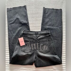 Juicy couture high rise waist dark black-grey Juicy embellished rhinestone jeans
